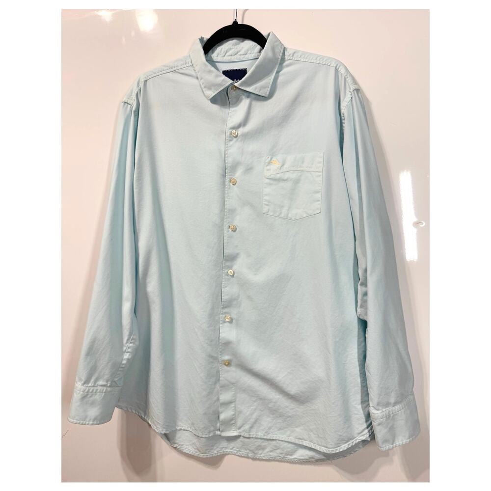 Tommy Bahama Button Up Cotton/Silk Light Blue Lightweight Casual Mens Size Large